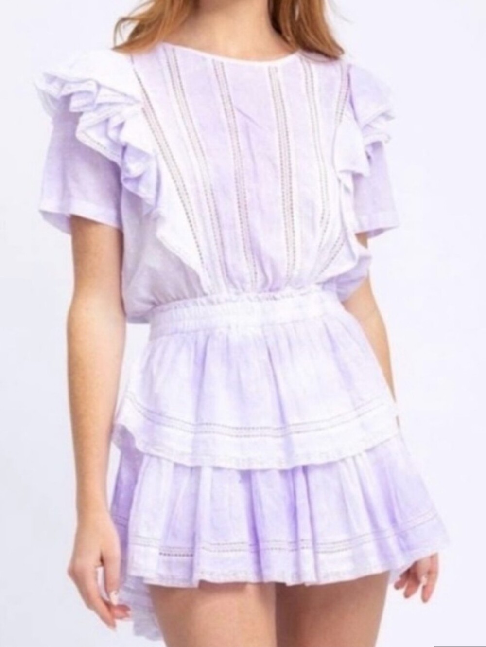 LoveShackFancy Dress Lavender Tiered Ruffle Mini